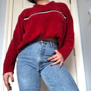 Red sweater chunky soft